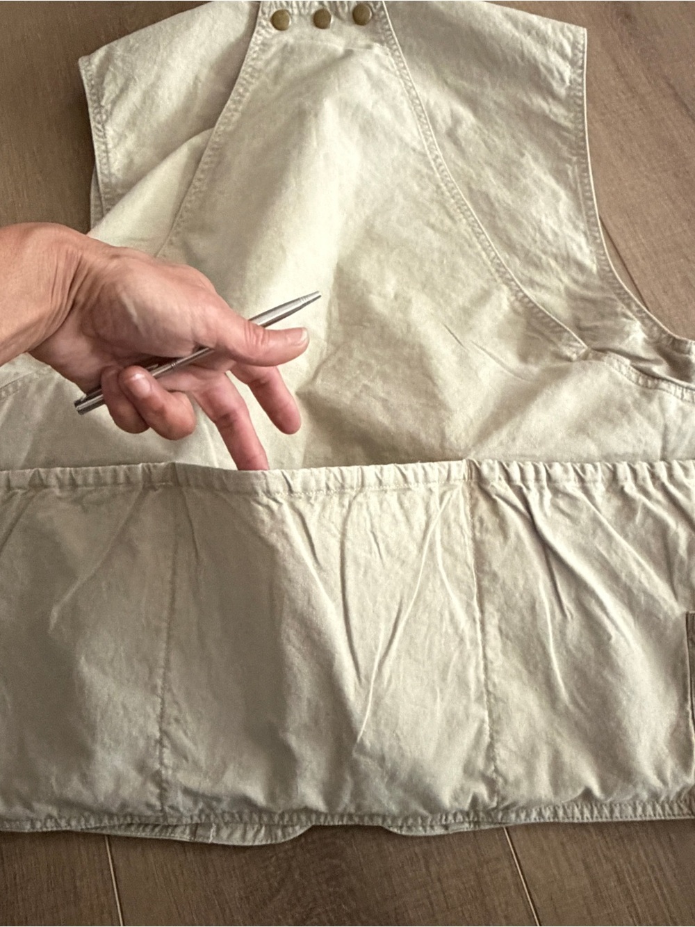 Vintage 80s EMS Fishing Vest Sz Medium Beige Tons Of Pockets Thick Cotton Zip - Picture 14 of 14